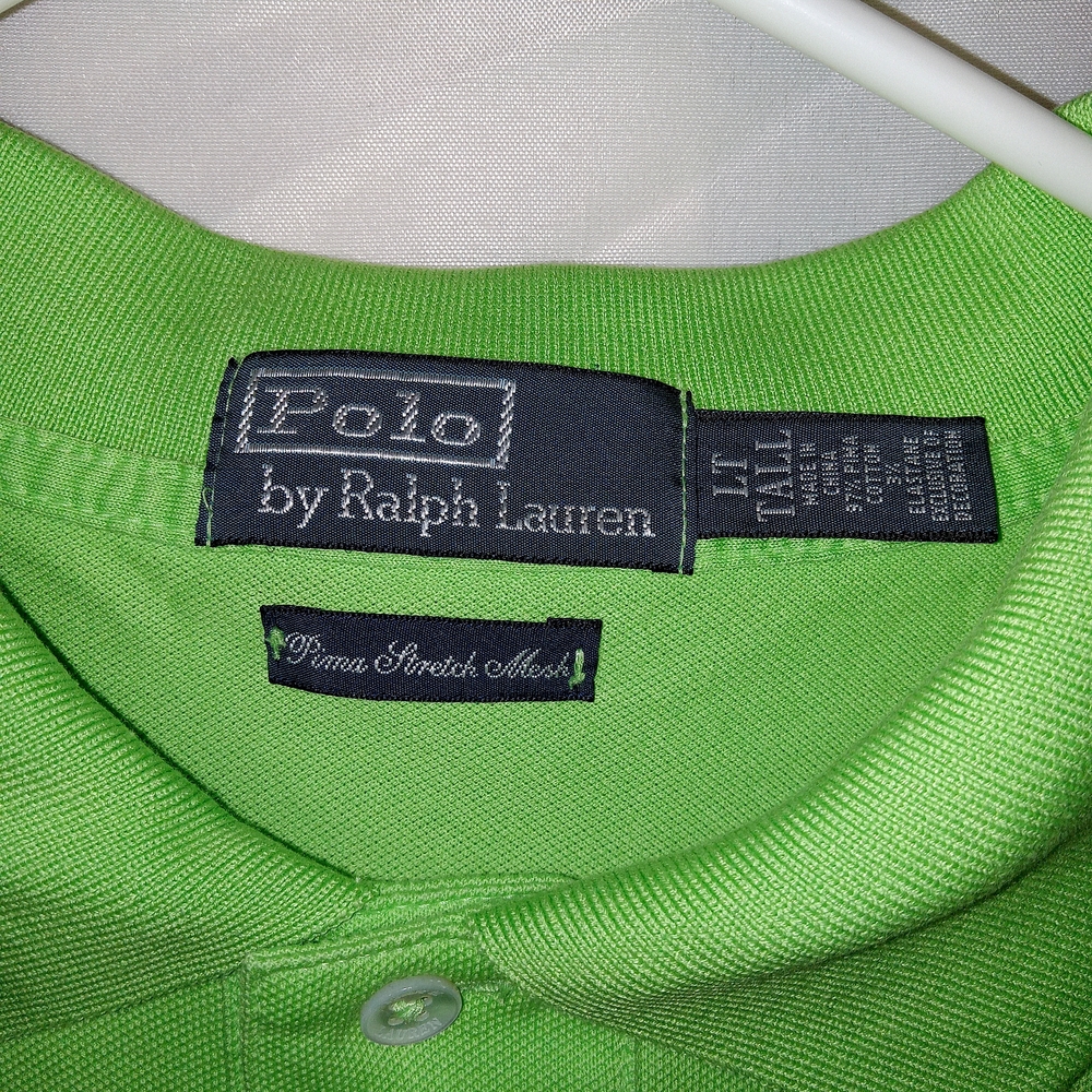 Polo Ralph Lauren Lime Green Polo Shirt Mens LT Purple Pony Preppy Golf Classic - Picture 5 of 13